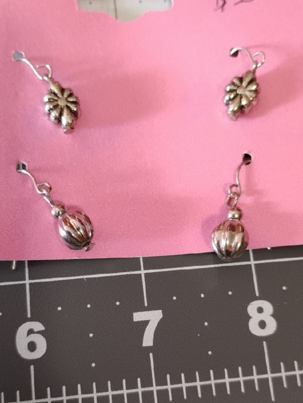 Silver Floral and Bead Drop Earrings - Women Jewelry